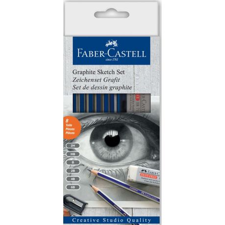 Faber-Castell HB Sketch Set (6 graphite pcl/1 eraser/1 sharpener)