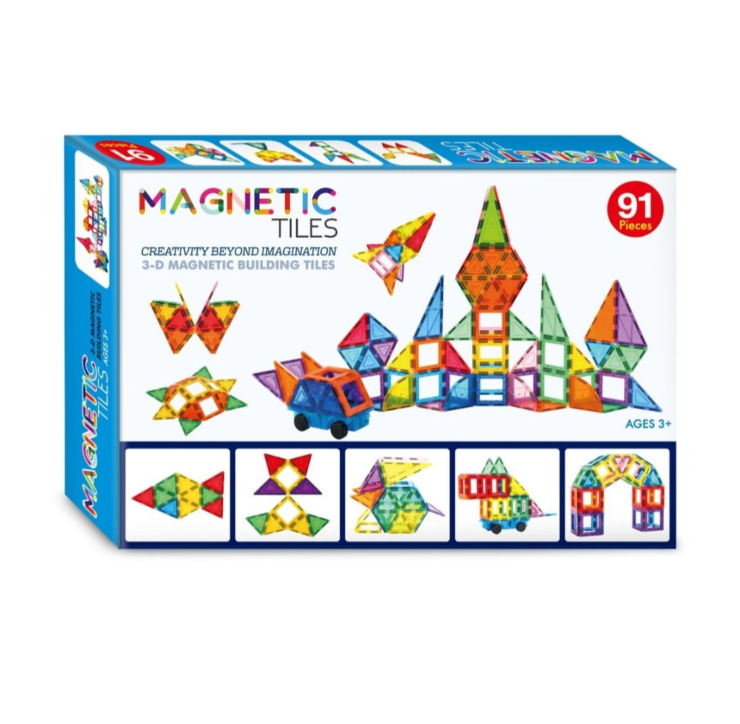 91-Piece Magnetic Tiles - Building Blocks Set