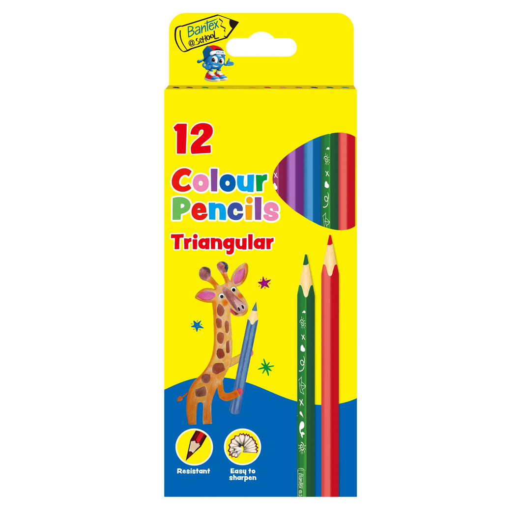 Pencil Crayons - Triangular - Assorted - 12 Pack