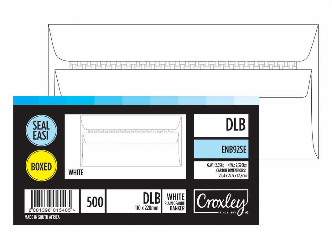 CROXLEY JD92SE DLB (Banker) White Seal Easi Envelopes