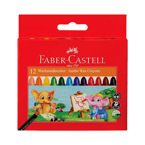 Faber Castell Jumbo Wax Crayons - 12 Shades