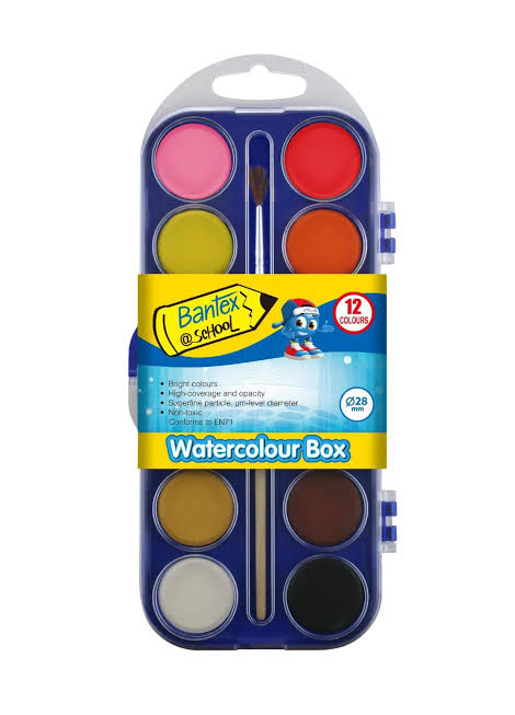 BANTEX Water Colours With Paint Brush - 12 Colours