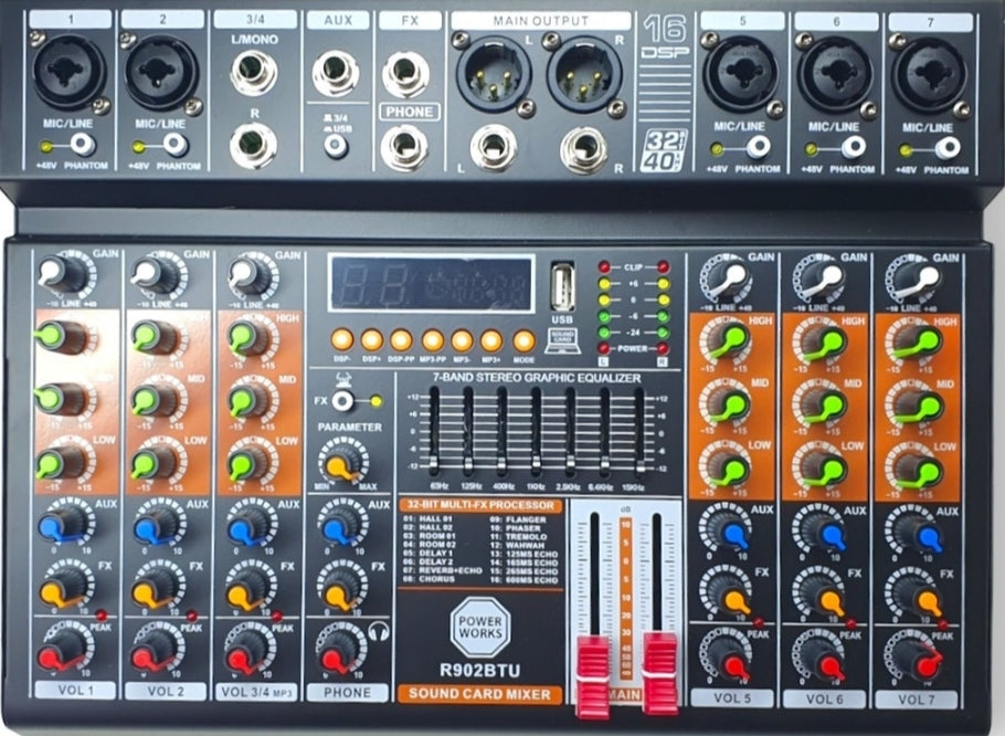 Powerworks R602BTU - 4 Channel Mixer With Bluetooth And USB