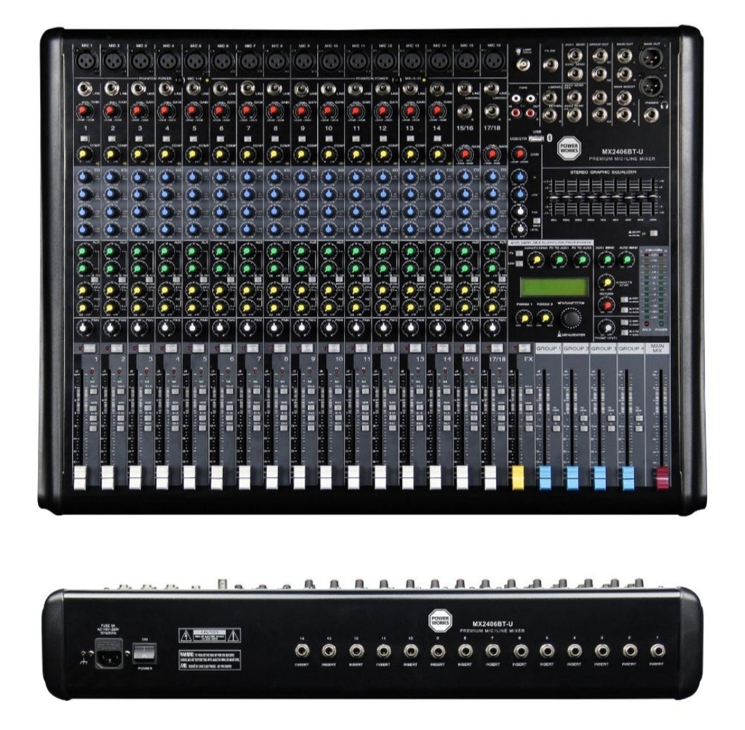 Powerworks 24 Channel Mixer MX2406BT-U
