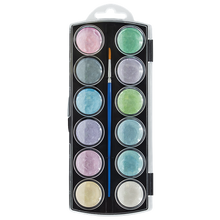 Load image into Gallery viewer, iWrite Colours Metallic Watercolour Paint Tray - 12 Colours With Brush

