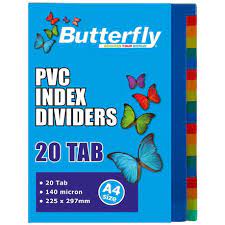 FILE DIVIER 1-20 BLANK PVC BUTTERFLY